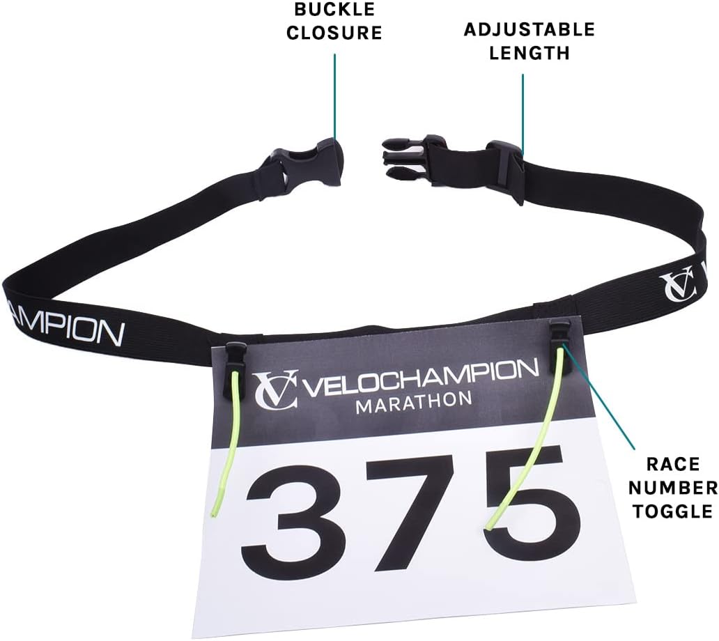VeloChampion Running, Triathlon, Marathon Number Belt. No pins Needed. - Stretch Fit & Comfortable. No Pins Needed - Image 2