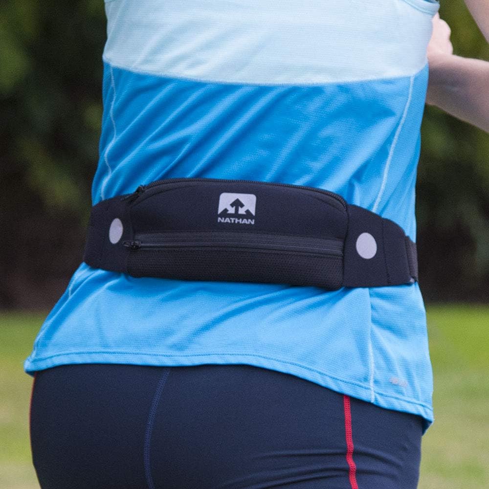 NATHAN Running Belt Waist Pack 5K with Reflective Detail, Zippers and Adjustable Pouch Strap - Runners Fanny Pack - Bounce Free Pouch, Ultra-Lightweight Neoprene - Fits all Phones (iPhone, Android, Windows) - For Men and Women - Running, Biking, Hiking, CrossFit, Workout - Image 2