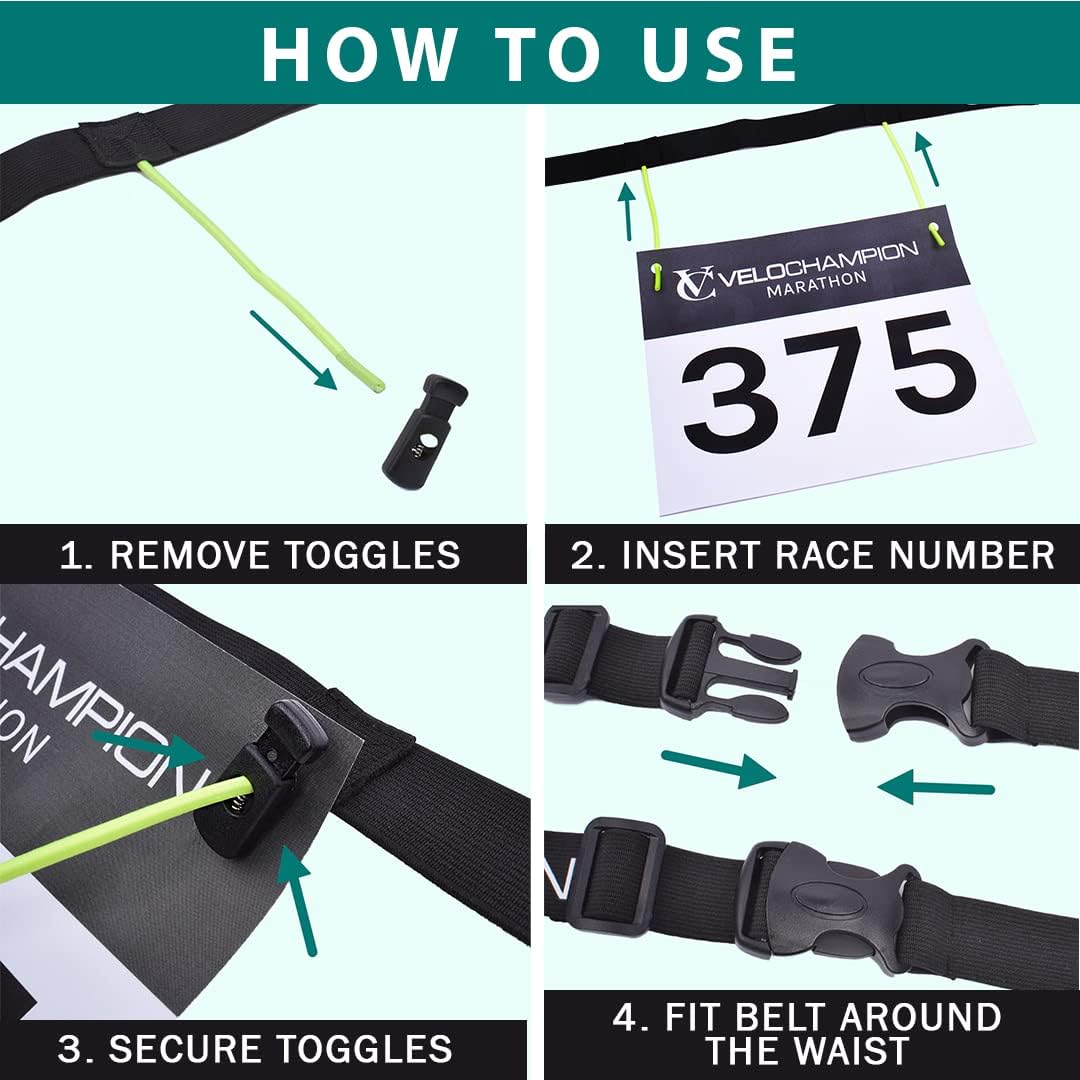 VeloChampion Running, Triathlon, Marathon Number Belt. No pins Needed. - Stretch Fit & Comfortable. No Pins Needed - Image 3