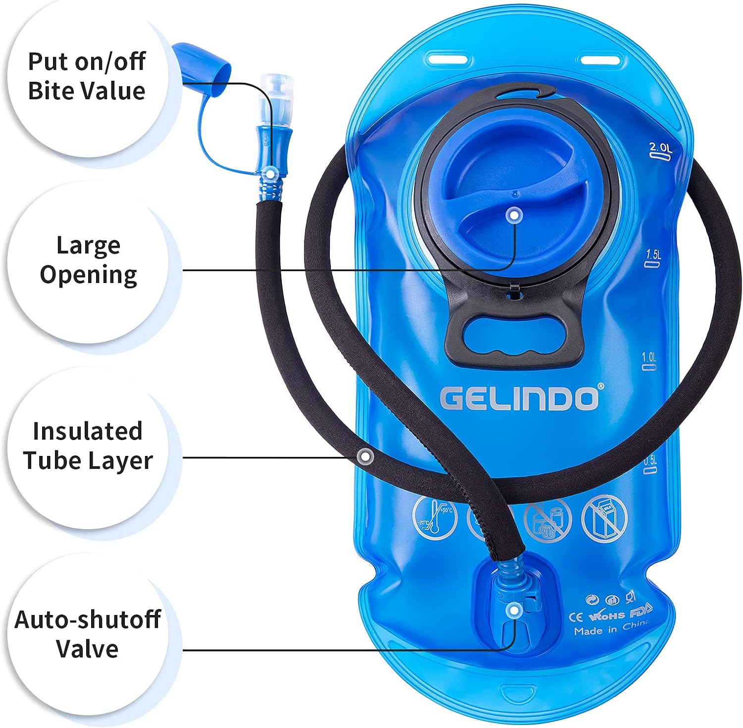 Gelindo Water Backpack Hiking Hydration Pack, Insulated Hydration Backpacks with 2L BPA Free Water Bladder for Men, Women - Image 7