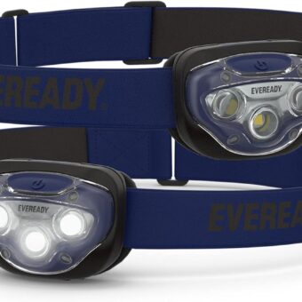 Eveready LED Headlamps (2-Pack), Bright and Durable Head Lights for Running, Camping, Fishing, Emergency (Batteries Included),Navy Blue (2-Pack),Adjustable