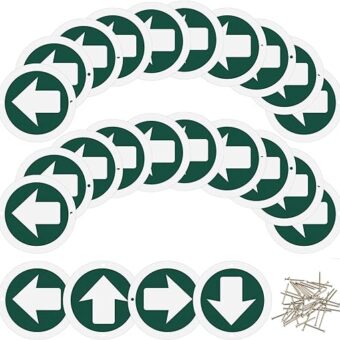 Amylove 24 Pieces Bright Reflective Trail Markers Round Bin Marker with Reflective Tacks Aluminum Signs Thumb Tacks for Hunting Hiking Camping and More