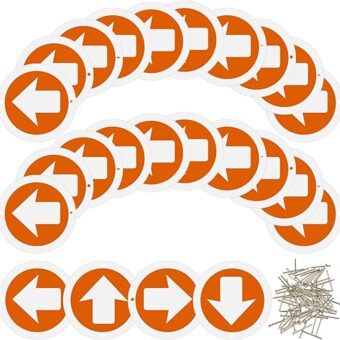 Amylove Reflective Trail Markers Bright Trail Signs Lightweight Glow Trail Arrows Markers for Tree Marking Reflector Camping Hunting Hiking and More, Orange