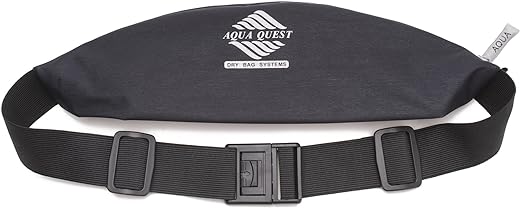 AquaQuest Kona Running Belt - Water Resistant Zipper Pouch - Comfortable, Adjustable, Lightweight - Waist Pack for Phone, Money, Keys - Black
