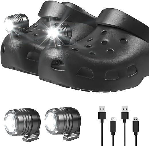 AUKSKY 2 Original Headlights for Crocs,Adjustable Croc Light for Shoes,Flashlights Accesories for Crocs Kids Adults Sandals,Clip on Clog,Headlamps...