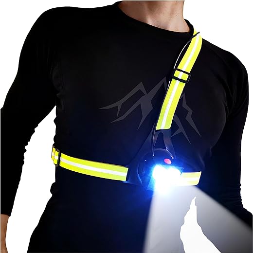 AVANTO Triple Beam Chest Light, Original, 500 Lumen Outdoors LED Night Running Lights for Runners and Joggers, Dog Walkers, Long 5-7h Usetime, Strong USB Rechargeable 2200mAh...