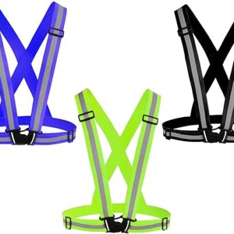 Awnuuw Reflective Vest Running Gear 3Pack, Adjustable Safety Vests High Visible Reflective Belt Straps