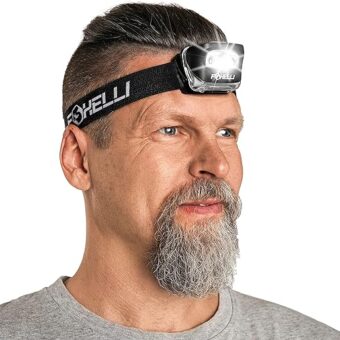 Foxelli LED Headlamp Flashlight for Adults & Kids, Running, Camping, Hiking Head Lamp with White & Red Light, Lightweight Waterproof Headlight with...