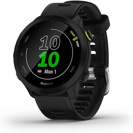 Garmin 010-02562-00 Forerunner 55, GPS Running Watch with Daily Suggested Workouts, Up to 2 weeks of Battery Life, Black