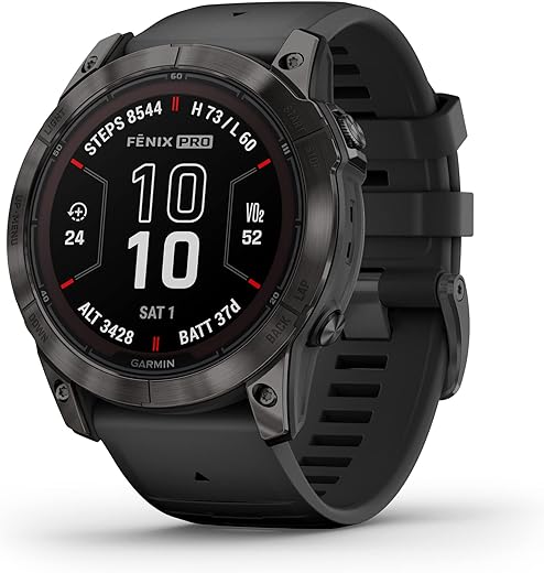 Garmin fDnix 7X Pro Sapphire Solar, Multisport GPS Smartwatch, Built-in Flashlight, Solar Charging Capability, Black