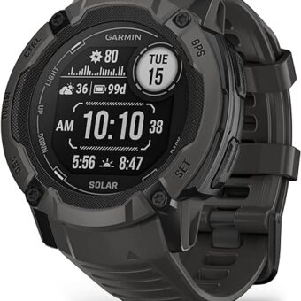 Garmin Instinct 2X Solar, Rugged GPS Smartwatch, Built-in Flashlight, Solar Charging Capability, Multi-Band GNSS, Graphite