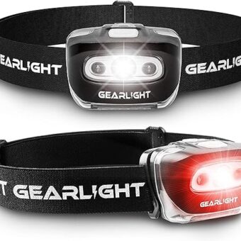 GearLight 2Pack LED Headlamp - Outdoor Camping Headlamps with Adjustable Headband - Lightweight Headlight with 7 Modes and Pivotable Head -...