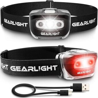 GearLight USB Rechargeable Headlamp Flashlight - S500 Running, Camping, and Outdoor LED Headlight Camping Headlamps - Head Lamp Light for Adults,...