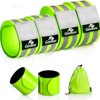 GoxRunx 6 Pcs Reflective Bands for Arm/Wrist/Leg, High Visibility Reflective Running Gear Reflectors Armband for Women Men,Safety Reflective Straps Bracelets for Running,...
