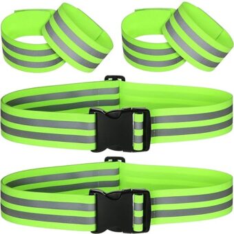 Hotop 6 Pieces Reflective Band Strap Safety Reflective Glow Belt PT Belt High Visibility Reflective Waist Belt for Arm, Wrist, Ankle, Leg Running Cycling Walking Marathon