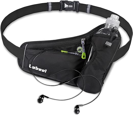 Labeol Running Water Bottle Hydration Belt with Water Bottle Holder Hiking Walking Waist Pack Reflective Adjustable Fanny Pack Compatible for Phone Waistband Outdoor Running...