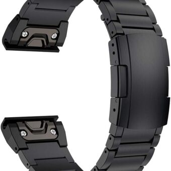 LDFAS Fenix 7X/6X/5X Plus Band, 26mm Titanium Metal Quick Release Easy Fit Watch Strap with Double Button Clasp Compatible for Garmin Fenix 7X Pro/6X Pro/5X Plus/Enduro 2/tactix...