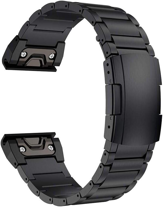 LDFAS Fenix 7X/6X/5X Plus Band, 26mm Titanium Metal Quick Release Easy Fit Watch Strap with Double Button Clasp Compatible for Garmin Fenix 7X Pro/6X Pro/5X Plus/Enduro 2/tactix...