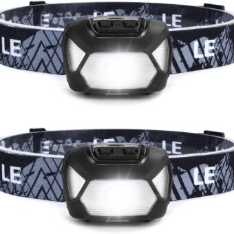 LE 320015 Battery Powered Headlamp - 1500Lux Super Bright LED Head Lamp with Red Light, IPX4 Waterproof Headlights for Outdoor Camping, Hiking,...