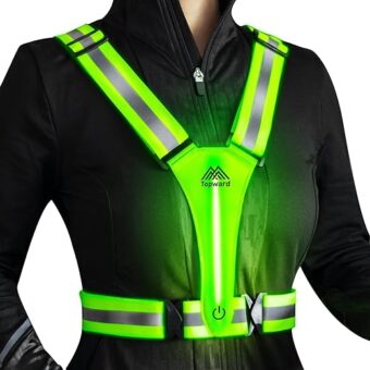 LED Reflective Vest Safety Gear, Light Up Vest for Night Walking Cycling, High Visibility Running Vest with Reflective Strips