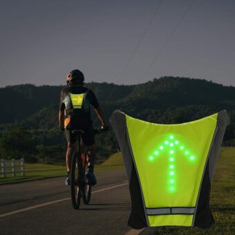 LED Turn Signal Safety Vest with Direction Indicator, USB Charging & Adjustable Bike Pack Accessory Guiding Light for Night Running Walking Cycling Gear - LED Glowing Reflective...