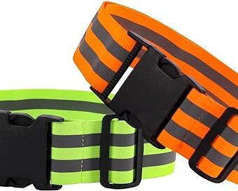 Little World Reflective Belt - 2 Pcs PT Belt - Reflective Running Gear for Men and Women - Elastic Reflective Sash Perfect for Running Cycling Walking Marathon Military (Green...