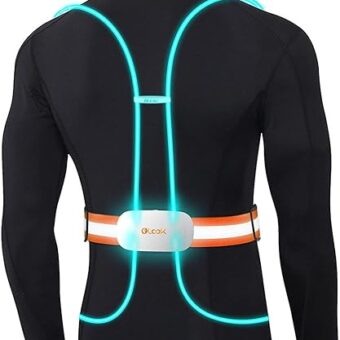 Olook LED Running Light Vest, Multicolor Light Up Vest for Runners, Rechargeable Reflective Safety Gear, High Visibility for Night Running Cycling Walking