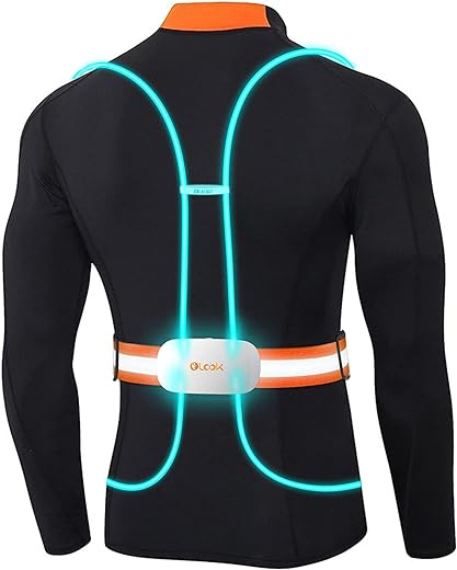 Olook LED Running Light Vest, Multicolor Light Up Vest for Runners, Rechargeable Reflective Safety Gear, High Visibility for Night Running Cycling Walking