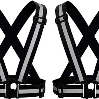 ONESWI Reflective Vest Running Gear Ultralight Runner Safety Vest, High Visibility Adjustable Reflective Safety Vest for Night Cycling,Hiking, Jogging,Dog Walking (2Pcs Black) …
