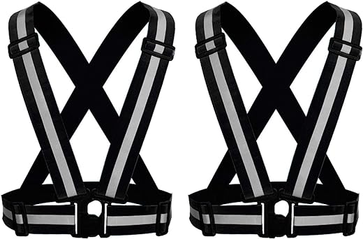 ONESWI Reflective Vest Running Gear Ultralight Runner Safety Vest, High Visibility Adjustable Reflective Safety Vest for Night Cycling,Hiking, Jogging,Dog Walking (2Pcs Black) …