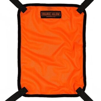 Orange Aglow Blaze Orange Mesh Safety Panel with Reflective Strips - Lightweight High Visibility Hunting & Outdoors Safety Panel Attaches to Backpacks, Tents, Blinds, and Gear