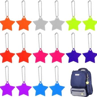OSDUE Reflector Pendant, 16pcs Waterproof Child Safety Reflector Pendant for School Bag, Wheelchair, Bicycle and Running