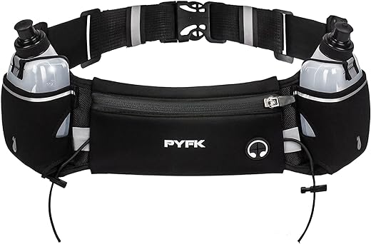 PYFK Upgraded Waist Pack with Water Bottles, Hydration Belt for Men Women, Black