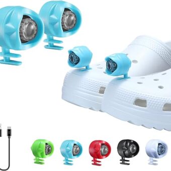 RAHAN Rechargeable Croc Lights for Shoes,2 PCS Croc Headlights,Light Up Charm Accessories for Kids Adults Croc，Hands-Free Night Light，Camping...