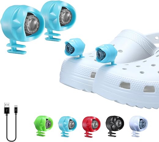 RAHAN Rechargeable Croc Lights for Shoes,2 PCS Croc Headlights,Light Up Charm Accessories for Kids Adults Croc,Hands-Free Night Light,Camping...