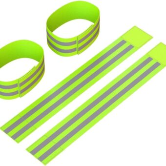 Reflective Ankle Bands (4 Bands/2 Pairs) | High Visibility and Safety for Jogging/Cycling/Walking etc | Works as Wristbands, Armband, Leg Straps | Accessories for Sports/Running...