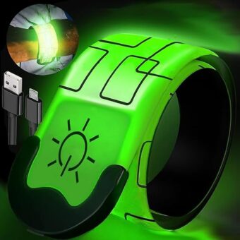 Rivsli LED Armband for Running,USB Rechargeable Safety Light for Runners,High Visibility Light Up Band Reflective LED Bracelet for Night Walking Jogging Cycling Running Gear