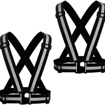 RUISHYY Reflective Running Vest 2 Pack, High Visibility Reflective Running Gear Night Cycling Walking Reflective Vest Hi Vis Safety Vest Straps for Men Women Kids