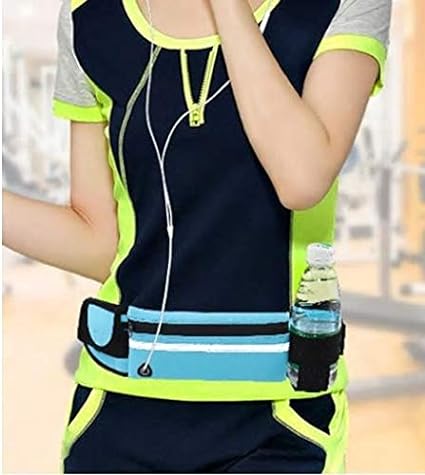Running Belt Lightweight with Zipper Front Pouch and Convenient Headphone Hole, Side Compartment and Water Bottle Holder. Holds 6-inch Smartphone in Case.