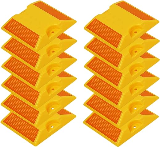 shanqian 12 Pack Commercial Reflective Road Pavement Marker, 4 by 4 inch Road Reflectors, Street Pavement & Asphalt Stud Markers for Speed Bumps Sidewalks Pedestrian Crossings...