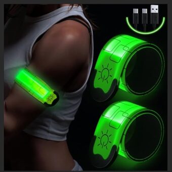 Simket LED Armband Rechargeable for Running Walking at Night (2 Pack), Running Lights for Runners, Running Lights, High Visibility Reflective Running Gear Adjustable Light Up...
