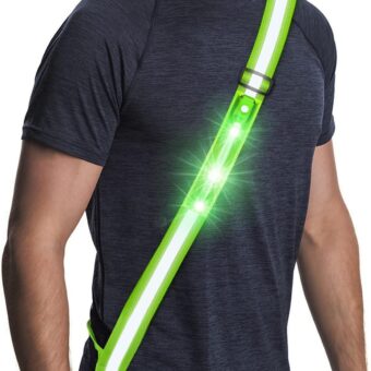 Simket LED Night Running Gear Reflective Sash, High Visibility USB Rechargeable LED Flashing Outdoor Activity Adjustable Length for Jogging Running Cycling Walking Motorcycle