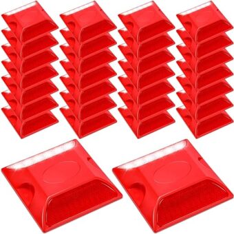 Suzile 30 Pack Commercial Reflective Driveway Markers 4 x 4 Inch Road Reflectors Street Pavement and Asphalt Stud Markers for Driveways, Speed Bumps, Highways, Pedestrian...