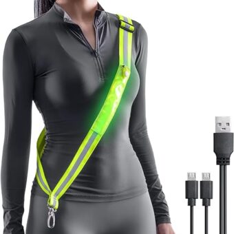 Todoxi LED Belt Reflective Sash for Walking at Night, High Visibility Adjustable Night Running Safety Gear Rechargeable LED Light Up Running Belt Reflective Gear for Runners...