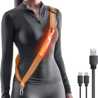 Todoxi LED Belt Reflective Sash for Walking at Night, High Visibility Adjustable Night Running Safety Gear Rechargeable LED Light Up Running Belt Reflective Gear for Runners...