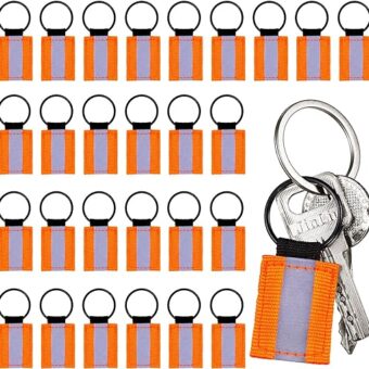 Tuanse 30 Pcs Reflective Zipper Pulls Double Sided Reflective Tag Bright Nylon Keychain Label Reflective Gear Safety Tactical Backpack Fluorescent Tags for Kids Adults Dog...