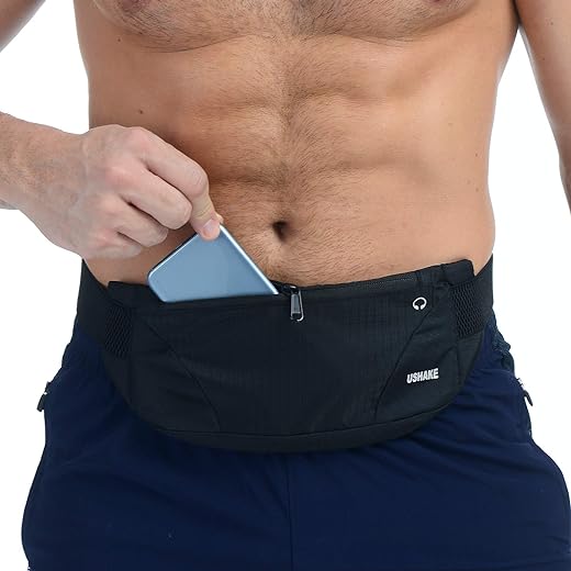 USHAKE Running Belt,Men or Women Ultra Light Bounce Free Waist Pouch Bag Fitness Workout Belt Sport Waist Pack Exercise Waist Bag for iPhone Samsung LG in Running Gym Marathon...