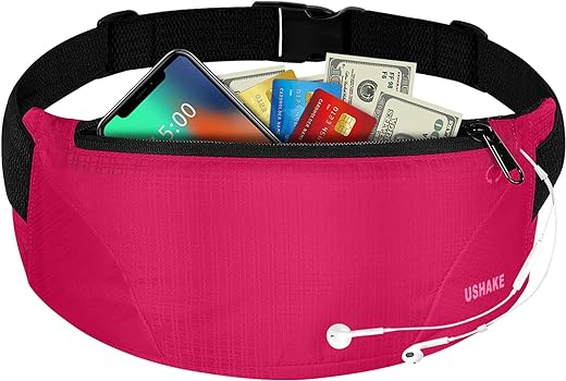 USHAKE Running Belt,Men or Women Ultra Light Bounce Free Waist Pouch Bag Fitness Workout Belt Sport Waist Pack Exercise Waist Bag for iPhone Samsung LG in Running Gym Marathon...