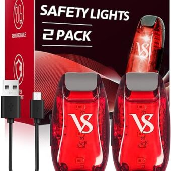 VICKSONGS 2pcs LED Safety Lights USB Rechargeable - Lightweight Walking Light with Clip and Strap, Jogging Running Lights, Bike Tail Light, Backpacker for Night Safety with...
