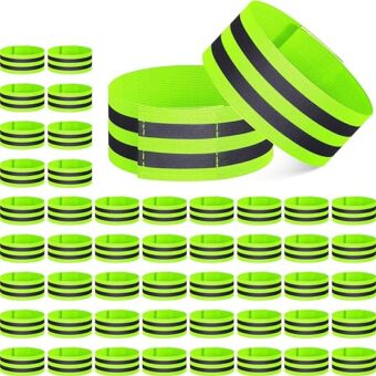 Yilloog 100 Pcs Reflective Arm Bands for Night Walking Reflector Bands for Wrist Arm Ankle Leg High Visibility Reflective Gear Safety Reflector Tape Straps for Cycling and Running